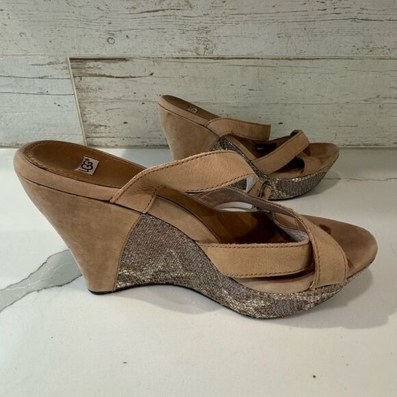 UGG snake print ankle wrap wedges heels shoes sz 8 - Picture 3 of 8